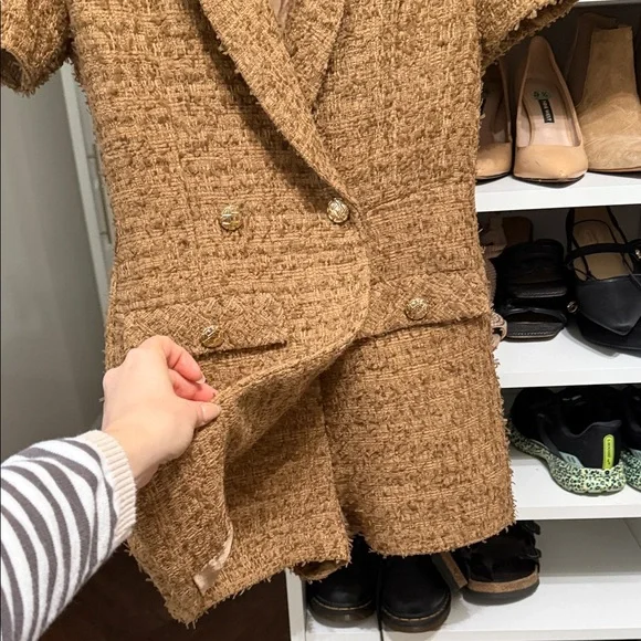 Endless Rose Tan Tweed Short-Sleeve Blazer - Picture 6 of 9